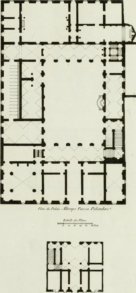 An illustration from Palais, maisons, et autres édifices modernes, dessinés a Rome; : publiés a Paris, 1798, leaf 54