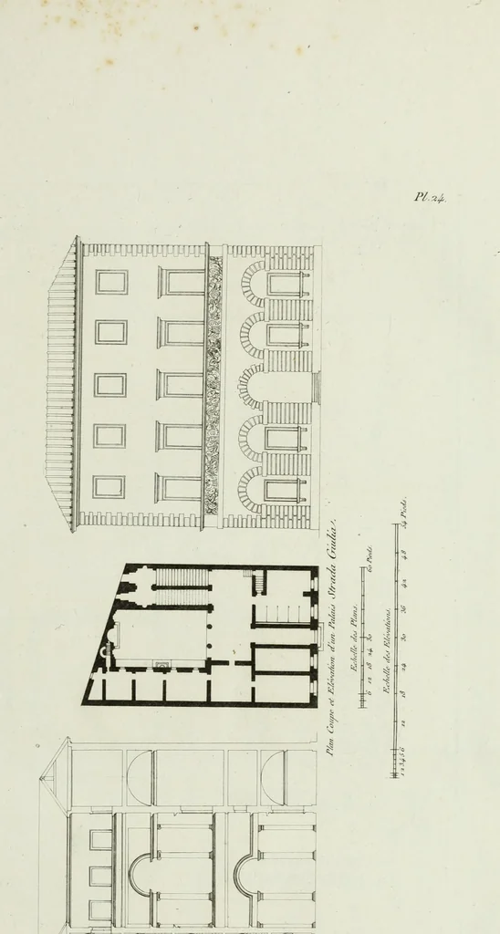 An illustration from Palais, maisons, et autres édifices modernes, dessinés a Rome; : publiés a Paris, 1798, leaf 56
