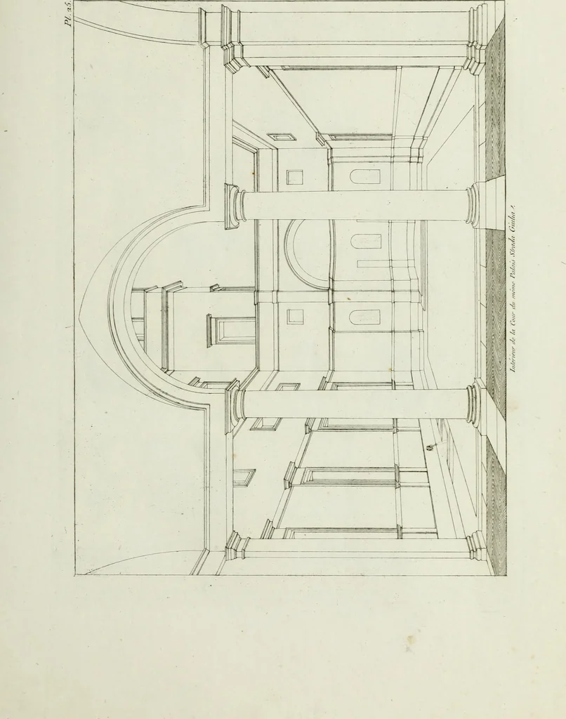 An illustration from Palais, maisons, et autres édifices modernes, dessinés a Rome; : publiés a Paris, 1798, leaf 58