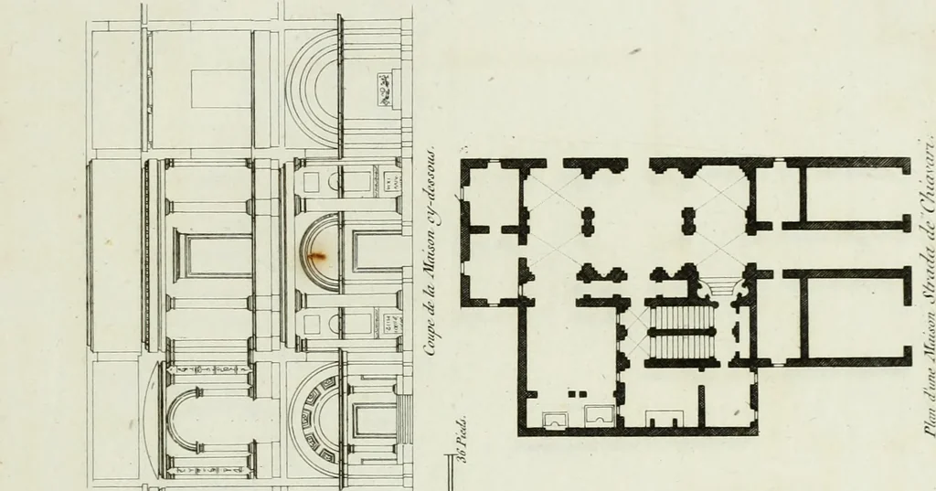An illustration from Palais, maisons, et autres édifices modernes, dessinés a Rome; : publiés a Paris, 1798, leaf 64