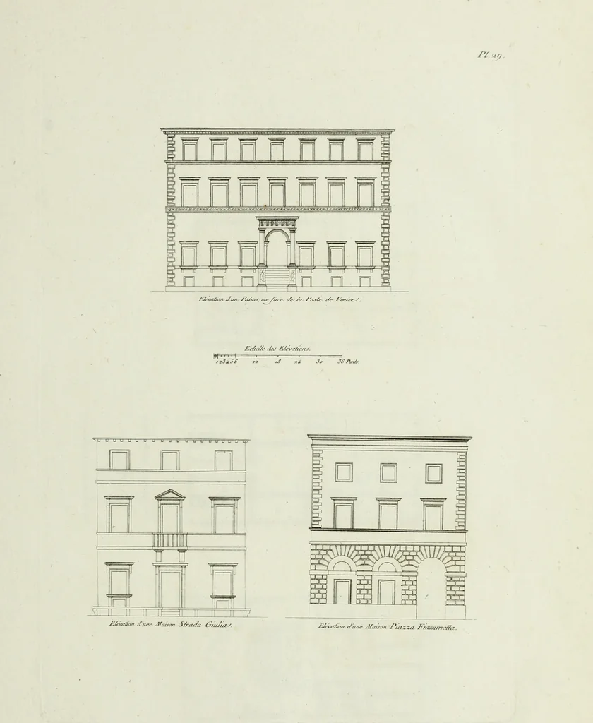 An illustration from Palais, maisons, et autres édifices modernes, dessinés a Rome; : publiés a Paris, 1798, leaf 68