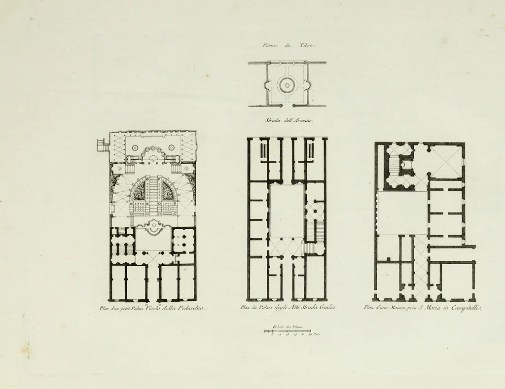 An illustration from Palais, maisons, et autres édifices modernes, dessinés a Rome; : publiés a Paris, 1798, leaf 70