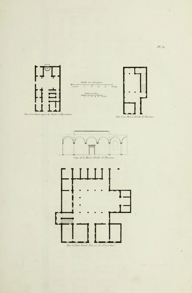 An illustration from Palais, maisons, et autres édifices modernes, dessinés a Rome; : publiés a Paris, 1798, leaf 78