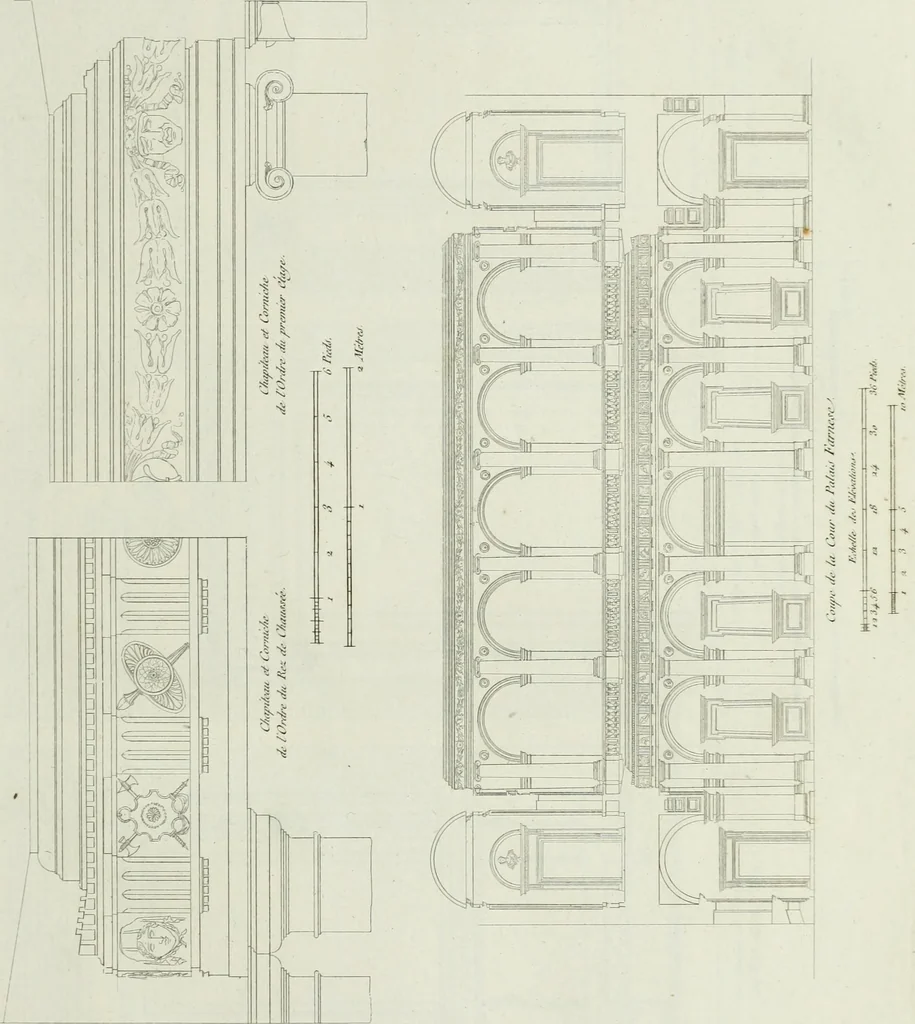 An illustration from Palais, maisons, et autres édifices modernes, dessinés a Rome; : publiés a Paris, 1798, leaf 92