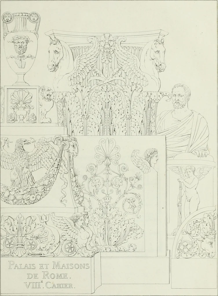 An illustration from Palais, maisons, et autres édifices modernes, dessinés a Rome; : publiés a Paris, 1798, leaf 98