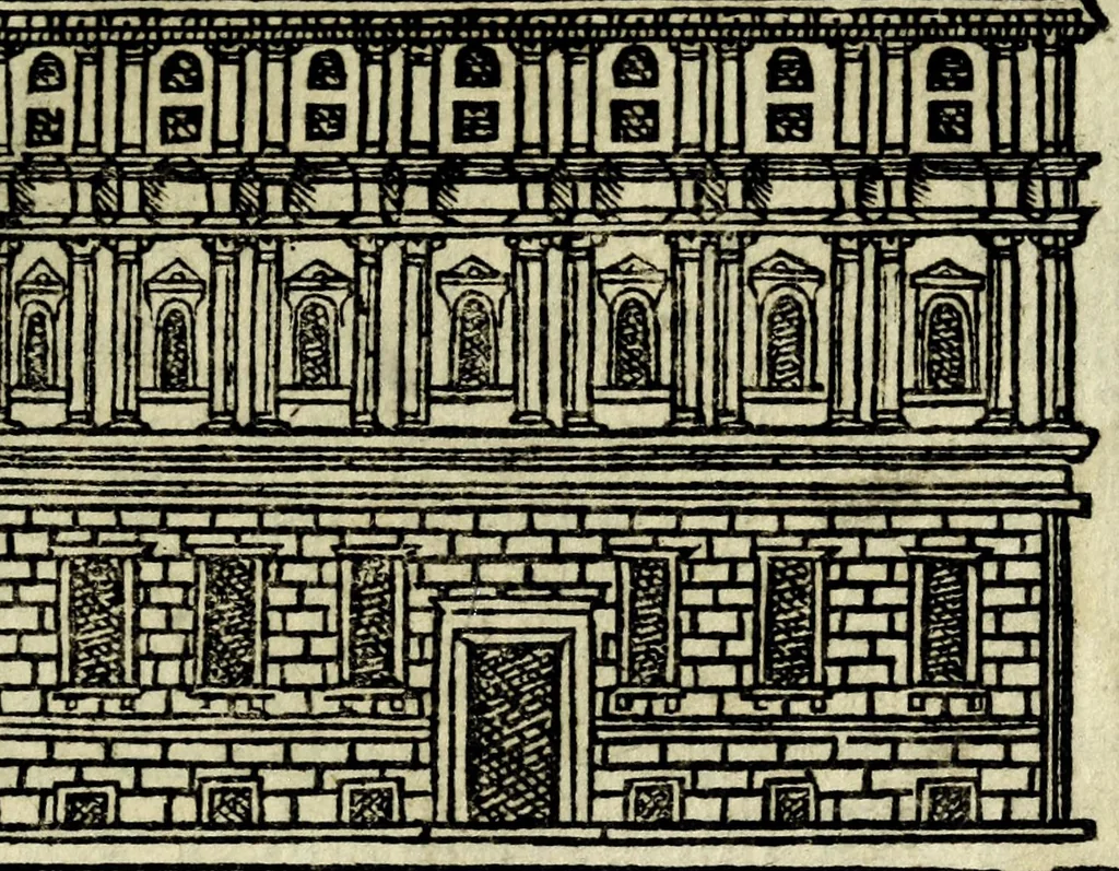 An illustration from Palatia procerum Romanȩ vrbis, 1589, leaf 19