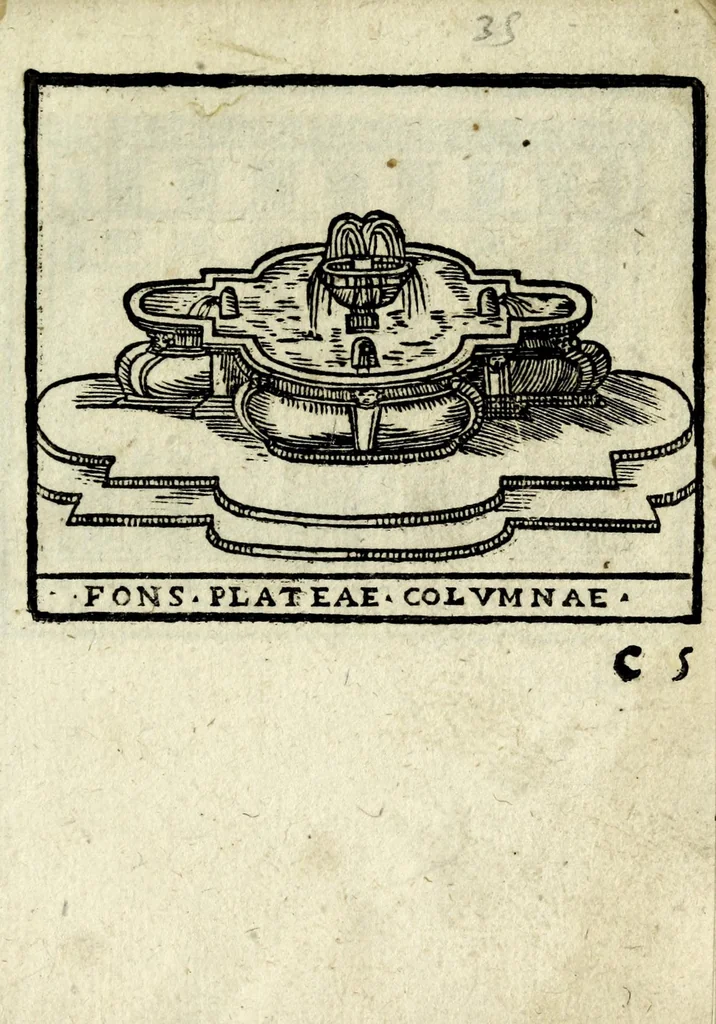 An illustration from Palatia procerum Romanȩ vrbis, 1589, leaf 75