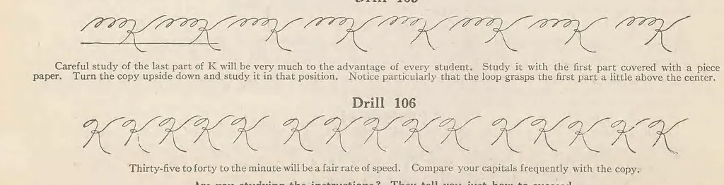 An illustration from The Palmer method of business writing : a series of self-teaching lessons in rapid, plain, unshaded, coarse-pen, muscular movement writing for use in all schools, public or private, where an easy and legible handwriting is the object sought; also for the home learner, 1915, leaf 78