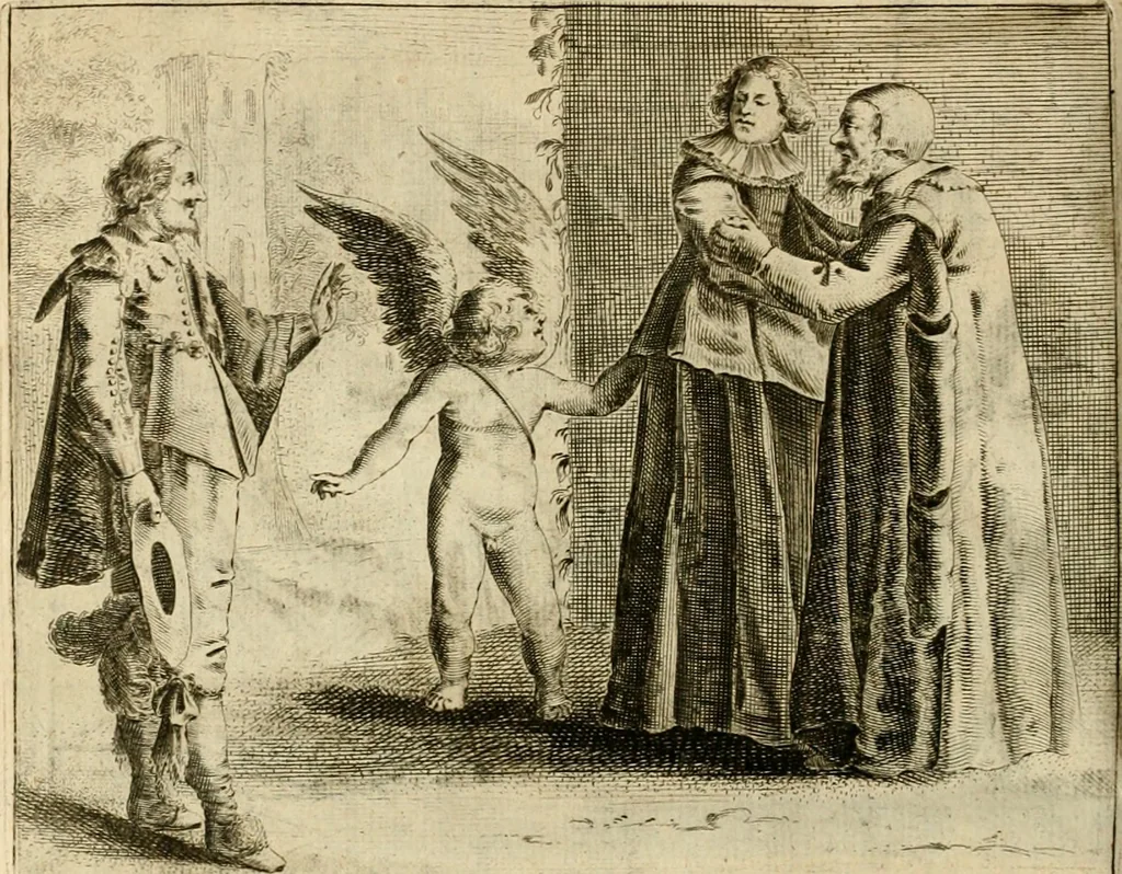 An illustration from Pampiere wereld, ofte, Wereldsche oeffeninge : waer in begrepen zijn meest alle de rijmen en werken, 1681, leaf 313
