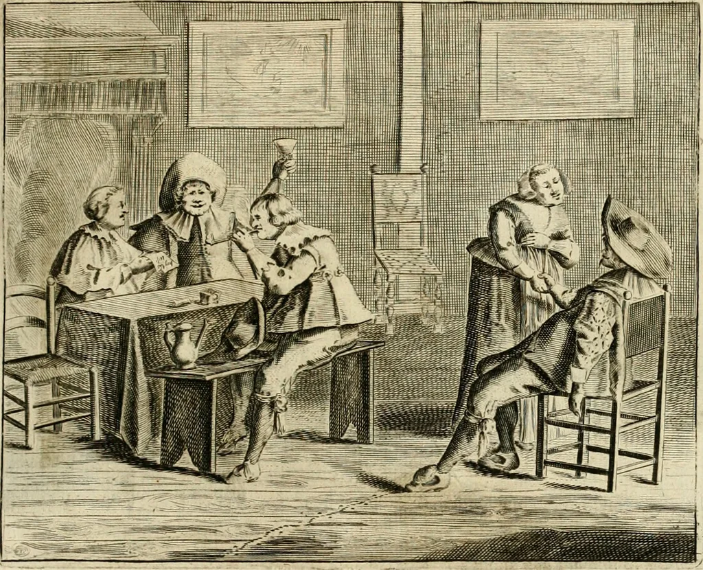 An illustration from Pampiere wereld, ofte, Wereldsche oeffeninge : waer in begrepen zijn meest alle de rijmen en werken, 1681, leaf 314