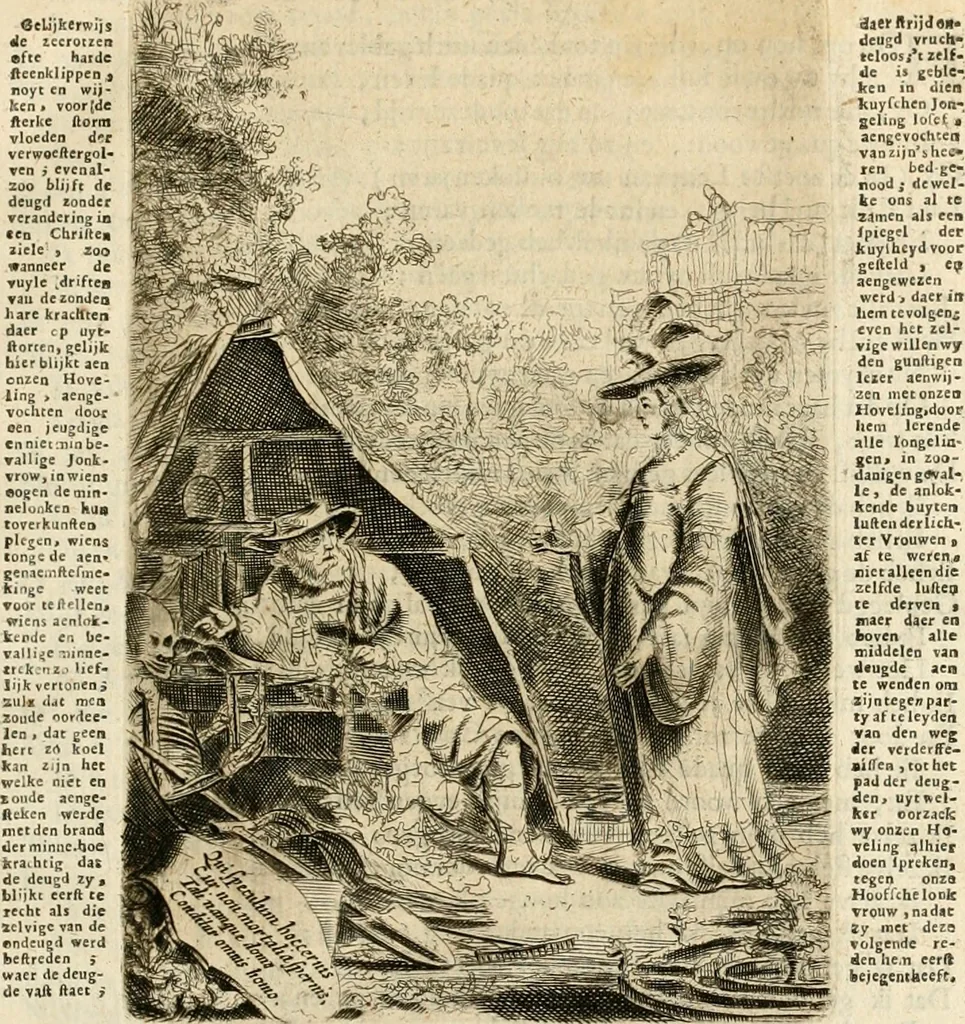 An illustration from Pampiere wereld, ofte, Wereldsche oeffeninge : waer in begrepen zijn meest alle de rijmen en werken, 1681, leaf 32