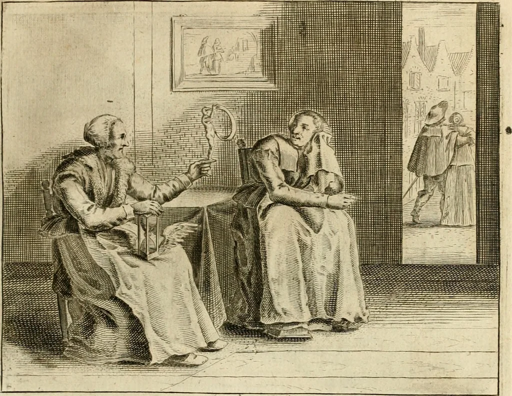 An illustration from Pampiere wereld, ofte, Wereldsche oeffeninge : waer in begrepen zijn meest alle de rijmen en werken, 1681, leaf 320
