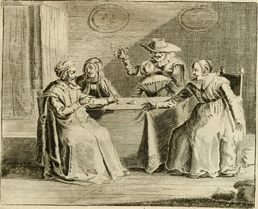 An illustration from Pampiere wereld, ofte, Wereldsche oeffeninge : waer in begrepen zijn meest alle de rijmen en werken, 1681, leaf 332