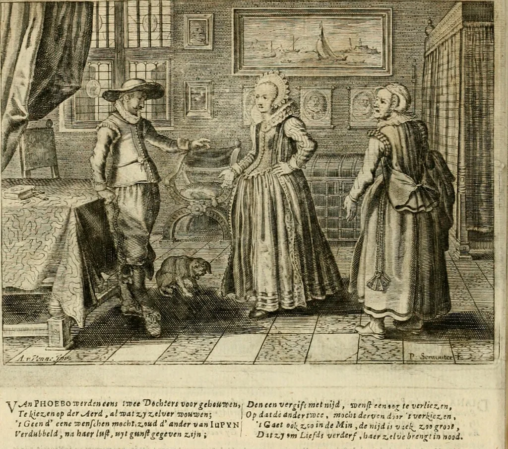 An illustration from Pampiere wereld, ofte, Wereldsche oeffeninge : waer in begrepen zijn meest alle de rijmen en werken, 1681, leaf 335