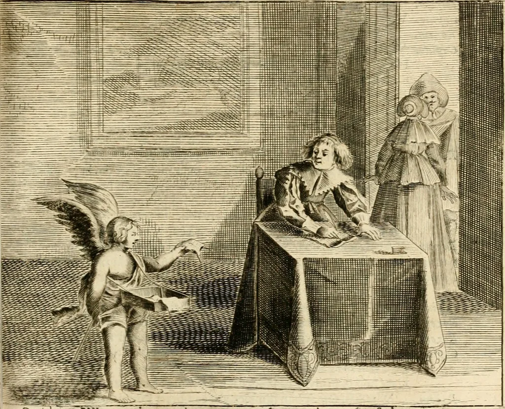 An illustration from Pampiere wereld, ofte, Wereldsche oeffeninge : waer in begrepen zijn meest alle de rijmen en werken, 1681, leaf 420