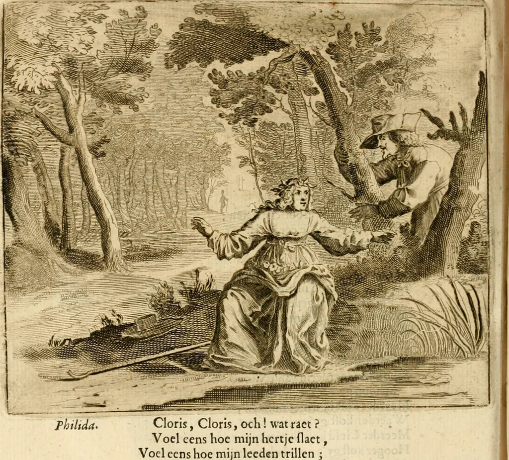 An illustration from Pampiere wereld, ofte, Wereldsche oeffeninge : waer in begrepen zijn meest alle de rijmen en werken, 1681, leaf 457