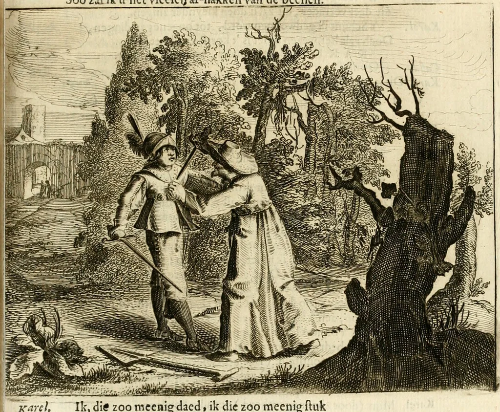 An illustration from Pampiere wereld, ofte, Wereldsche oeffeninge : waer in begrepen zijn meest alle de rijmen en werken, 1681, leaf 502