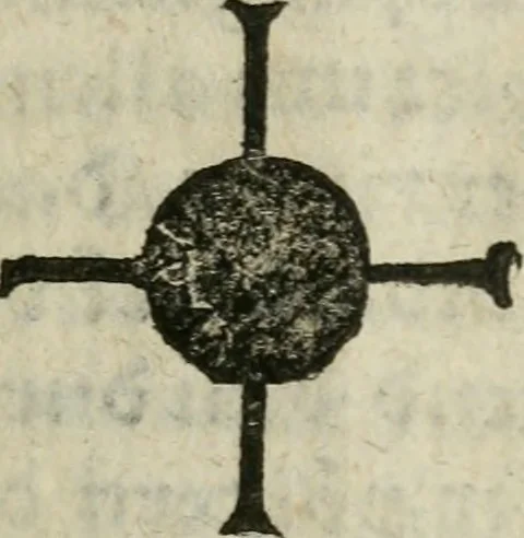 An illustration from Pandora, das ist, Die edleste Gab Gottes, oder, Der werde vnnd heilsamme Stein der Weysen, mit welchem die alten Philosophi, auch Theophrastus Paracelsus, die vnvolkom[m]ene Metallen, durch Gewalt des Fewrs verbessert, sampt allerley schädliche vnd unheilsame Kranckheiten, innerlich vnd eusserlich haben vertrieben : ein Guldener Schatz, welcher durch einen Liebhaber diser Kunst, von seinem Untergang errettet ist worden, vnnd zu Nutz allen Menschen, fürnem[m]lich den Liebhabern der Paracelsischen Artzney, erst jetz in Truck verfertiget, 1582, leaf 222