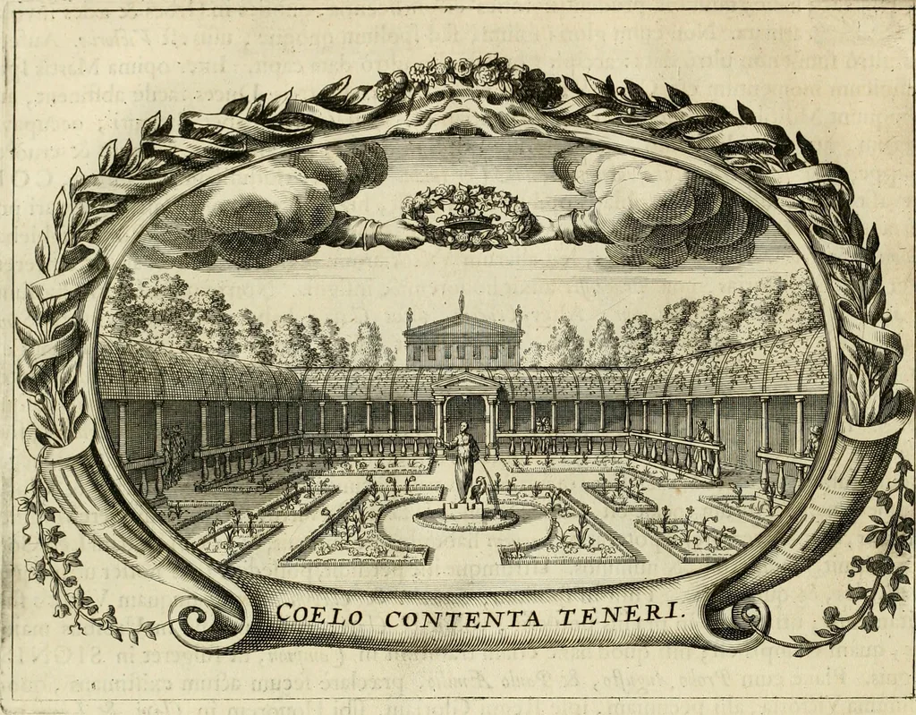 An illustration from Panegyricus aeternaturae gloriae invictissimo semper hostium triumphatori ... Ioanni Christophoro Königsmarchio ... destinatus : atq[ue] hoc die, qui laudum ipsius primus factorum supremus est, non dolori at solatio, non funeri sed splendori, coelo orbi posteris in gloriam famam exemplum expositus ..., 1663, leaf 91