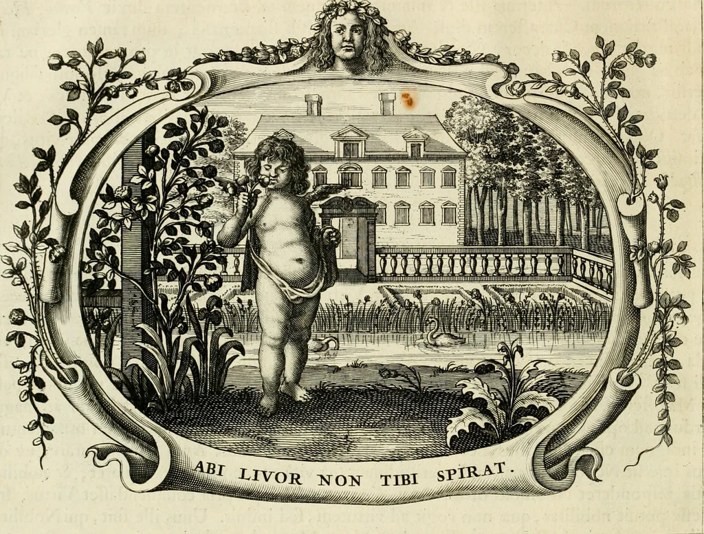 An illustration from Panegyricus aeternaturae gloriae invictissimo semper hostium triumphatori ... Ioanni Christophoro Königsmarchio ... destinatus : atq[ue] hoc die, qui laudum ipsius primus factorum supremus est, non dolori at solatio, non funeri sed splendori, coelo orbi posteris in gloriam famam exemplum expositus ..., 1663, leaf 99