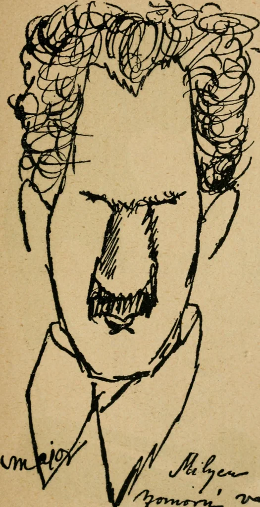 An illustration from Panoptikuma : irók és hirlapirók karrikaturái, 1913, leaf 102