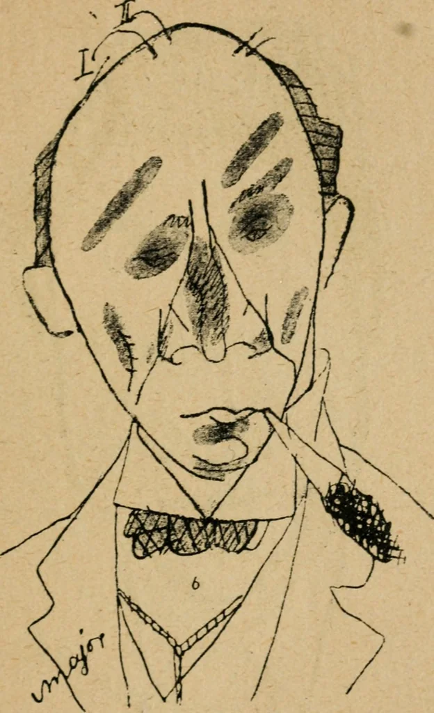 An illustration from Panoptikuma : irók és hirlapirók karrikaturái, 1913, leaf 106