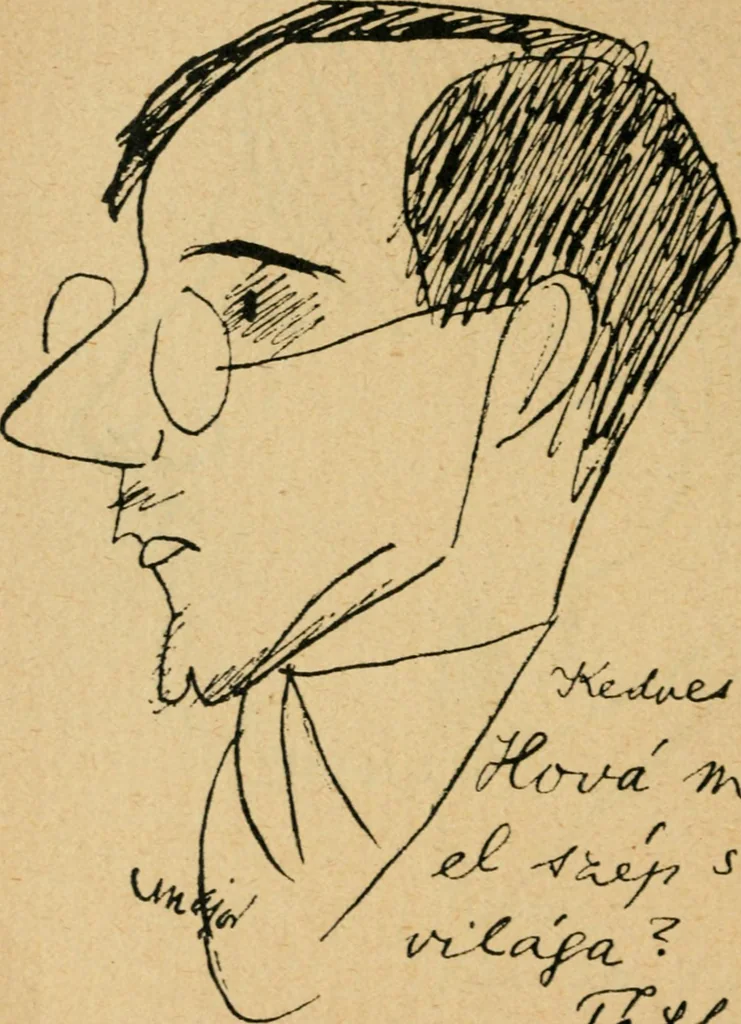 An illustration from Panoptikuma : irók és hirlapirók karrikaturái, 1913, leaf 127