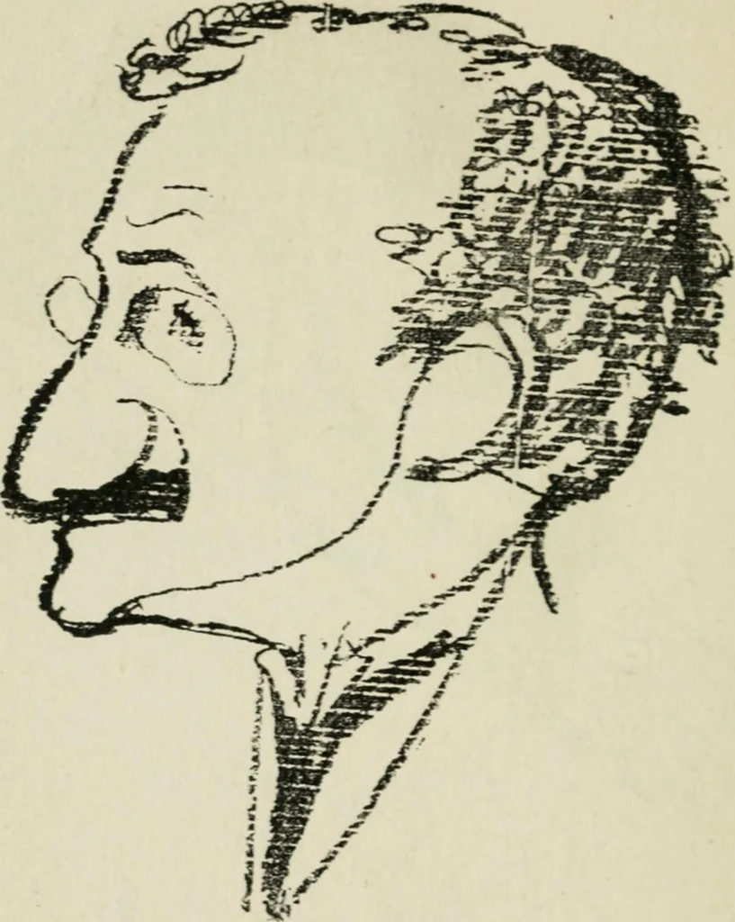 An illustration from Panoptikuma : irók és hirlapirók karrikaturái, 1913, leaf 43