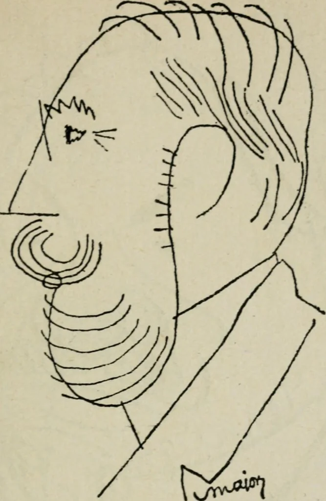 An illustration from Panoptikuma : irók és hirlapirók karrikaturái, 1913, leaf 70