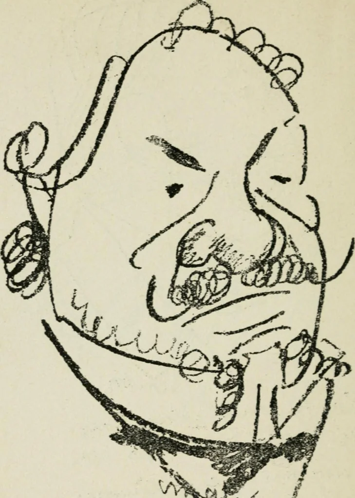 An illustration from Panoptikuma : irók és hirlapirók karrikaturái, 1913, leaf 71