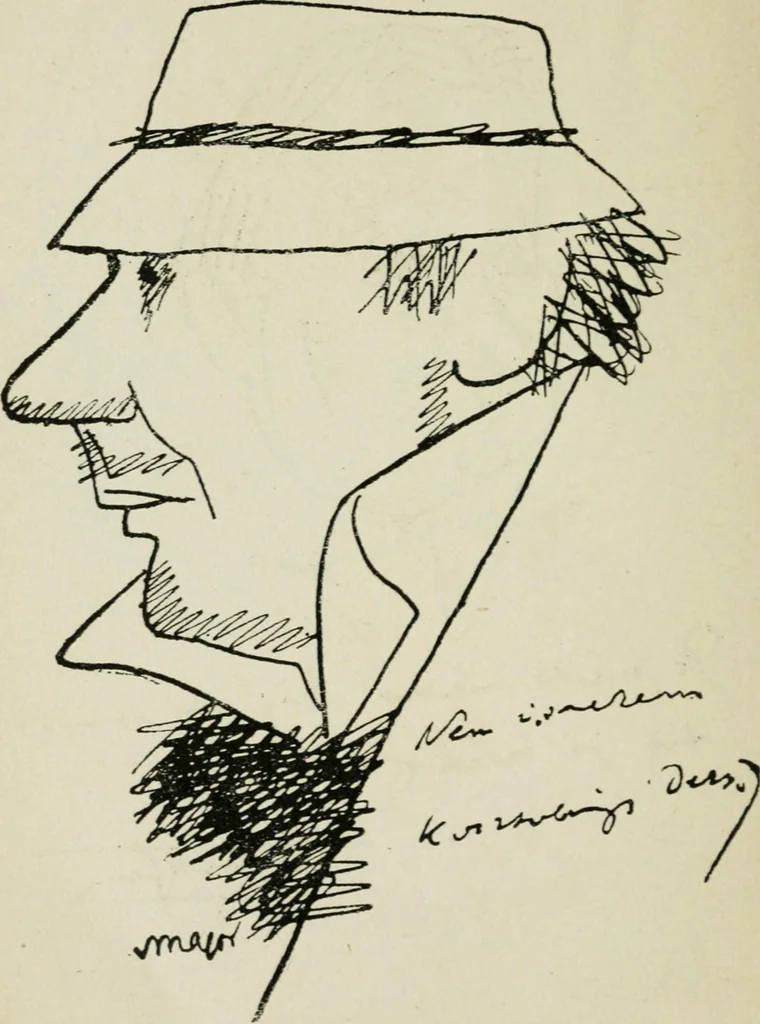 An illustration from Panoptikuma : irók és hirlapirók karrikaturái, 1913, leaf 75