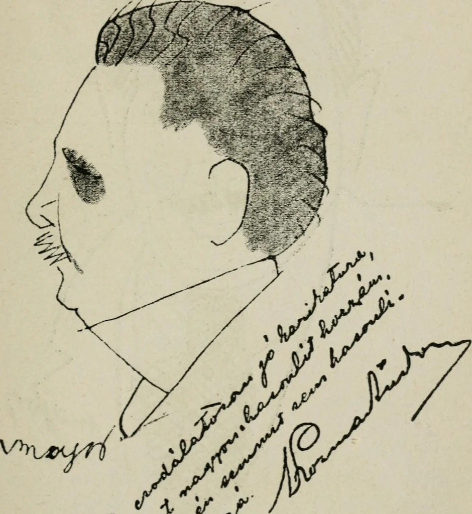 An illustration from Panoptikuma : irók és hirlapirók karrikaturái, 1913, leaf 76