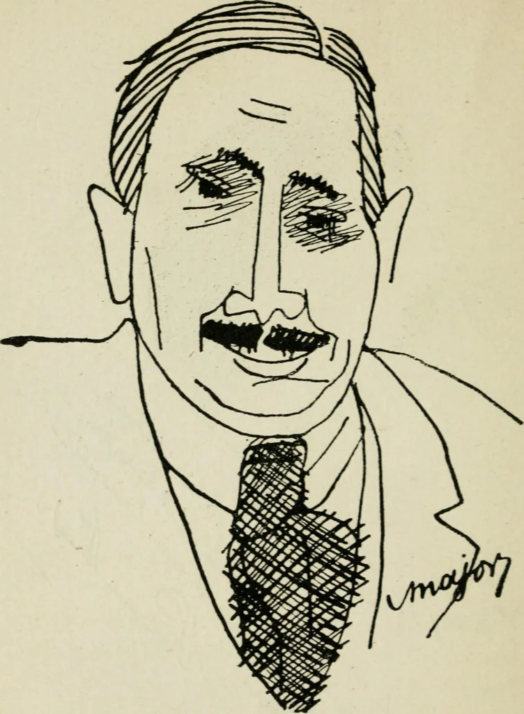 An illustration from Panoptikuma : irók és hirlapirók karrikaturái, 1913, leaf 77