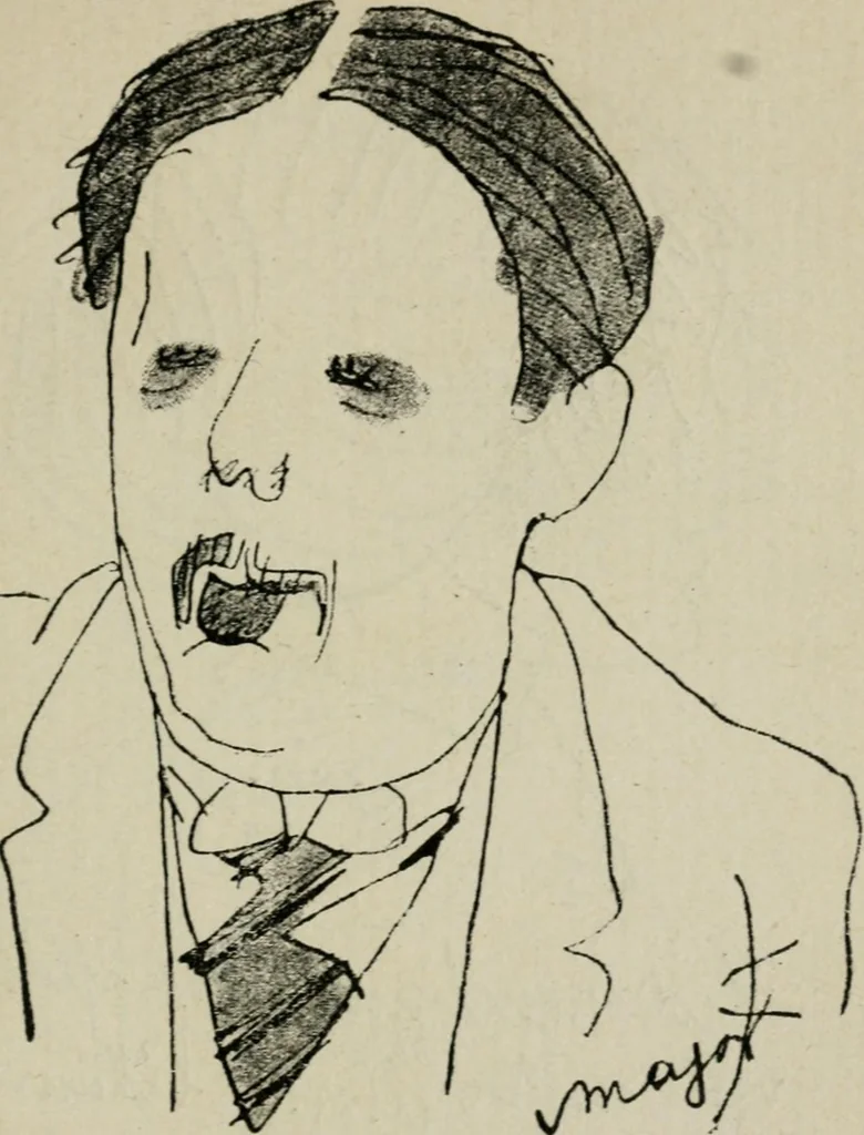 An illustration from Panoptikuma : irók és hirlapirók karrikaturái, 1913, leaf 78