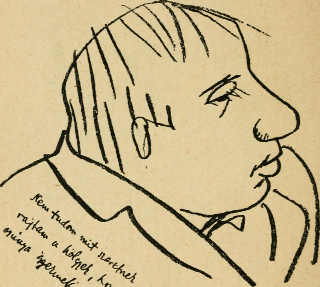 An illustration from Panoptikuma : irók és hirlapirók karrikaturái, 1913, leaf 83