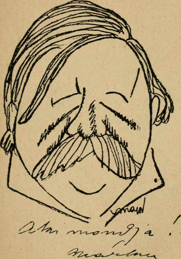 An illustration from Panoptikuma : irók és hirlapirók karrikaturái, 1913, leaf 90