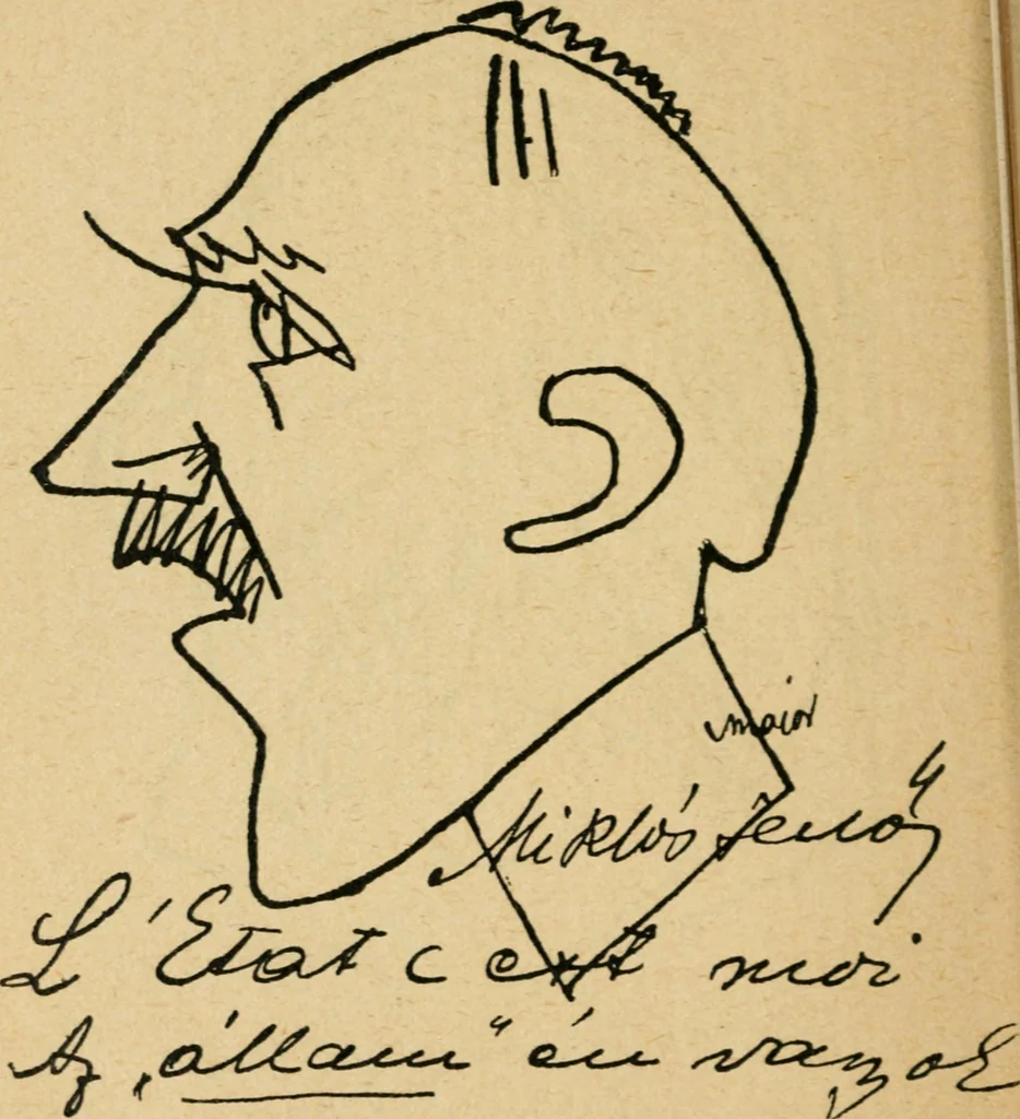 An illustration from Panoptikuma : irók és hirlapirók karrikaturái, 1913, leaf 91