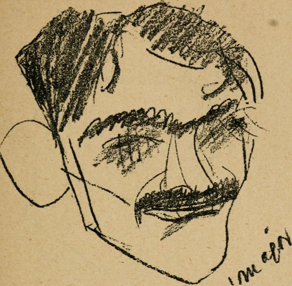 An illustration from Panoptikuma : irók és hirlapirók karrikaturái, 1913, leaf 98