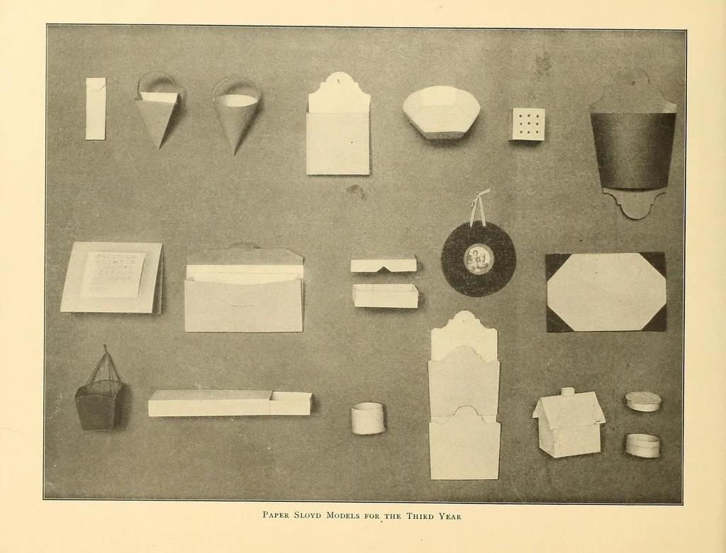 An illustration from Paper sloyd; a handbook for primary grades, 1905, leaf 48