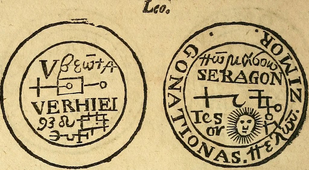 An illustration from Paracelsvs of the supreme mysteries of nature. : Of the spirits of the planets. of occult philosophy. The magical, sympathetical, and antipathetical cure of wounds and diseases. The mysteries of the twelve signs of the zodiack., 1656, leaf 165