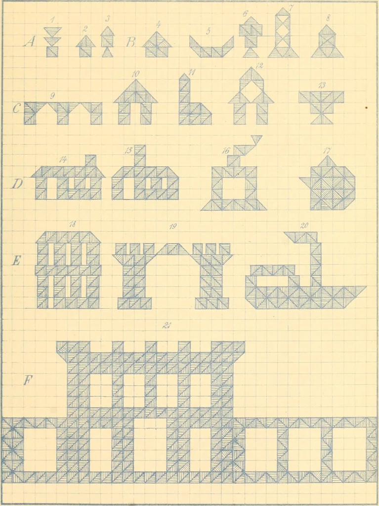 An illustration from The paradise of childhood: a manual for self-instruction in Friedrich Froebel's educational principles, and a practical guide to kinder-gartners, 1869, leaf 130
