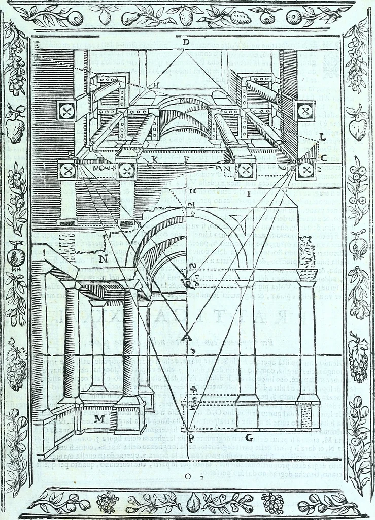 An illustration from Paradossi per pratticare la prospettiva senza saperla, fiori, per facilitare l'intelligenza, frvtti, per non operare alla cieca : cognitioni necessarie a pittori, scultori, architetti, ed à qualunque si diletta di disegno, 1672, leaf 118