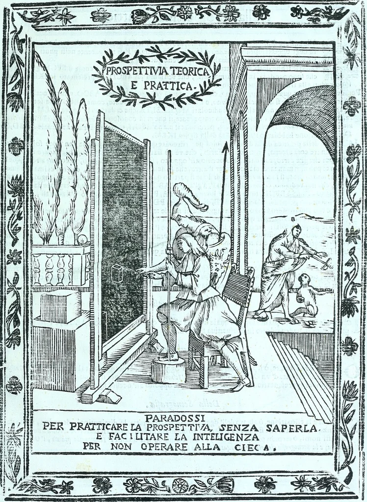An illustration from Paradossi per pratticare la prospettiva senza saperla, fiori, per facilitare l'intelligenza, frvtti, per non operare alla cieca : cognitioni necessarie a pittori, scultori, architetti, ed à qualunque si diletta di disegno, 1672, leaf 24