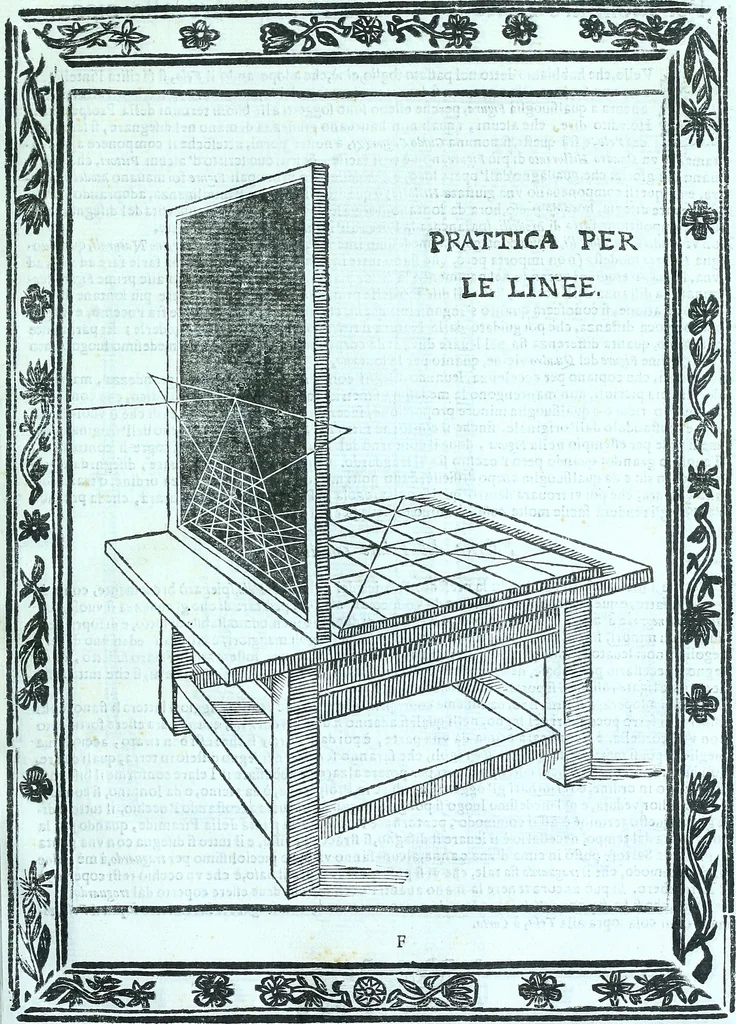 An illustration from Paradossi per pratticare la prospettiva senza saperla, fiori, per facilitare l'intelligenza, frvtti, per non operare alla cieca : cognitioni necessarie a pittori, scultori, architetti, ed à qualunque si diletta di disegno, 1672, leaf 52