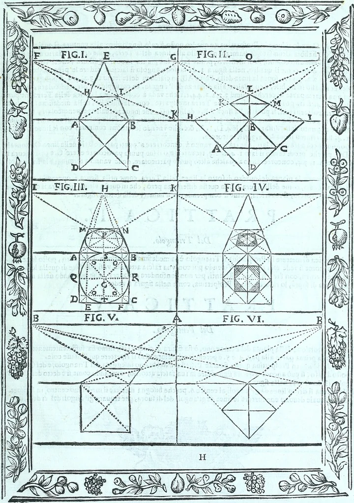 An illustration from Paradossi per pratticare la prospettiva senza saperla, fiori, per facilitare l'intelligenza, frvtti, per non operare alla cieca : cognitioni necessarie a pittori, scultori, architetti, ed à qualunque si diletta di disegno, 1672, leaf 68