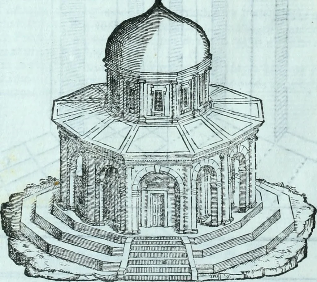 An illustration from Paradossi per pratticare la prospettiva senza saperla, fiori, per facilitare l'intelligenza, frvtti, per non operare alla cieca : cognitioni necessarie a pittori, scultori, architetti, ed à qualunque si diletta di disegno, 1672, leaf 99