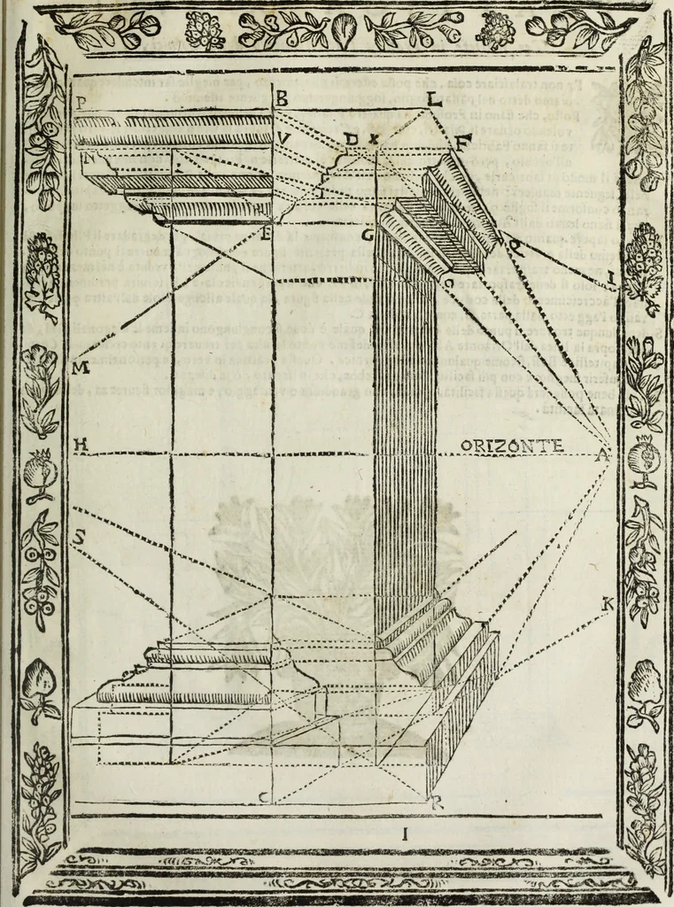 An illustration from Paradossi per pratticare la prospettiua senza saperla, fiori, per facilitare l'intelligenza, frutti, per non operare alla cieca : cognitioni necessarie à pittori, scultori, architetti, ed à qualunque si diletta di disegno, 1683, leaf 108