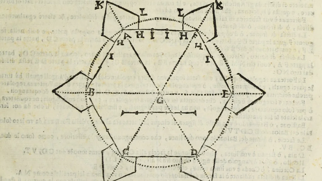 An illustration from Paradossi per pratticare la prospettiua senza saperla, fiori, per facilitare l'intelligenza, frutti, per non operare alla cieca : cognitioni necessarie à pittori, scultori, architetti, ed à qualunque si diletta di disegno, 1683, leaf 174