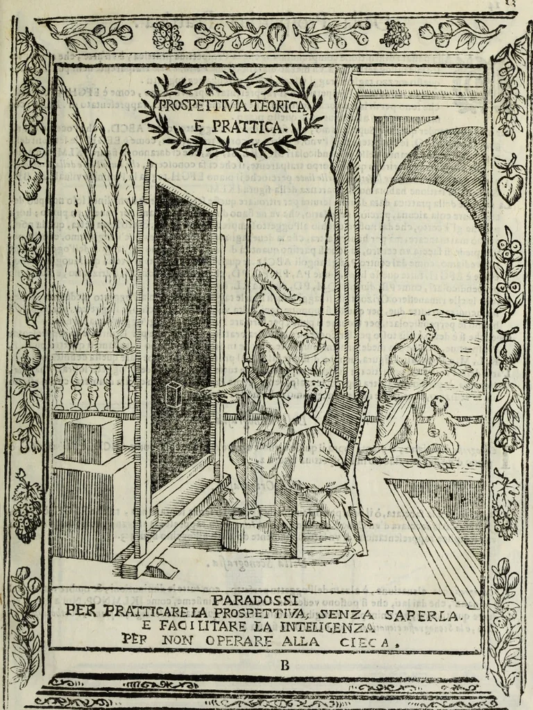 An illustration from Paradossi per pratticare la prospettiua senza saperla, fiori, per facilitare l'intelligenza, frutti, per non operare alla cieca : cognitioni necessarie à pittori, scultori, architetti, ed à qualunque si diletta di disegno, 1683, leaf 24