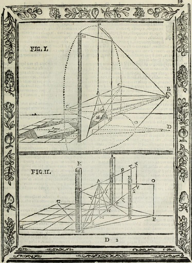 An illustration from Paradossi per pratticare la prospettiua senza saperla, fiori, per facilitare l'intelligenza, frutti, per non operare alla cieca : cognitioni necessarie à pittori, scultori, architetti, ed à qualunque si diletta di disegno, 1683, leaf 50
